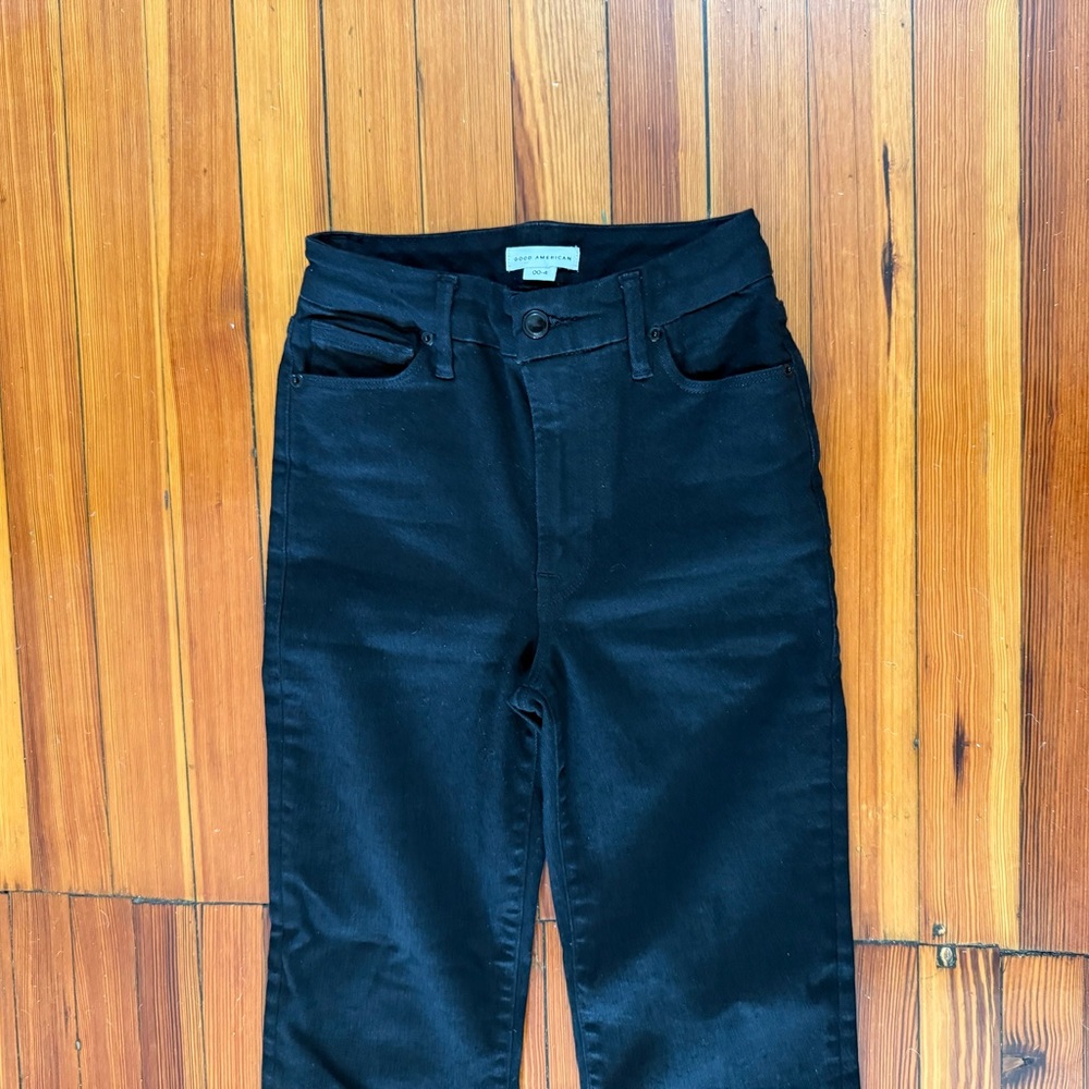 VTG GOOD AMERICAN Jeans Ultra High Rise Skinny Black165 Style GC213T Size 00-4 - Picture 3 of 11